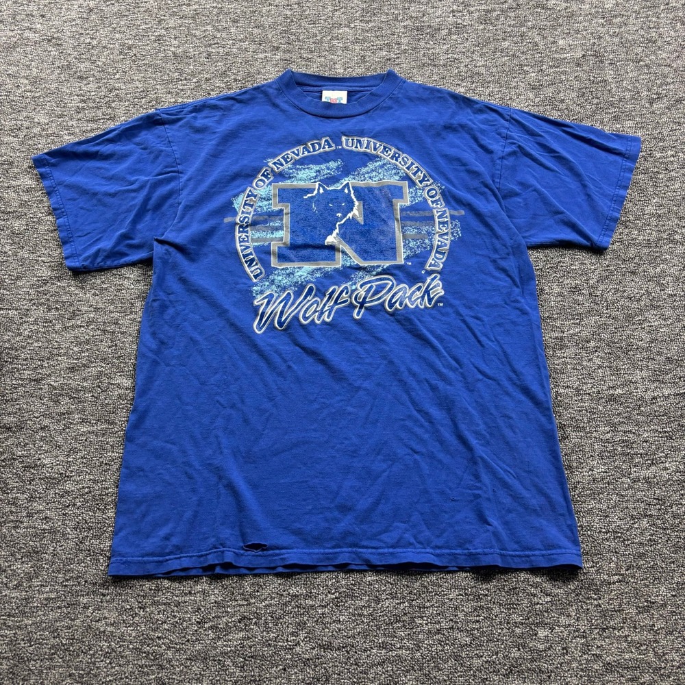 Distressed Vintage 1990s TNT University of Nevada Graphic Blue T-Shirt Size XL